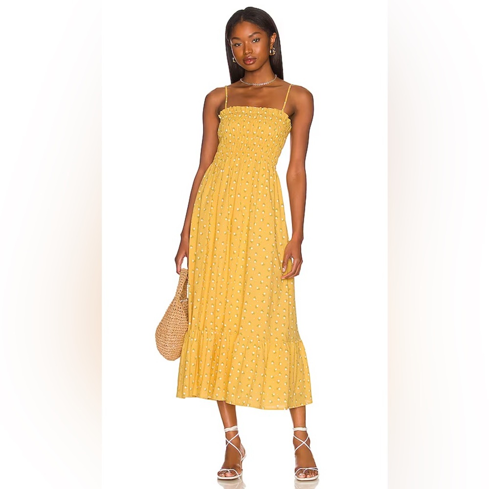 Line & Dot ~ Hailee Flora Midi Dress in Yellow Multi